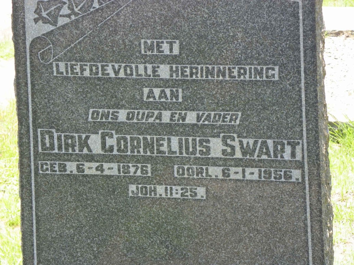 SWART Dirk Cornelius 1876-1956
