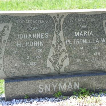 SNYMAN Johannes Hendrik 1926-1992 &amp; Maria Petronella W. 1924-1991