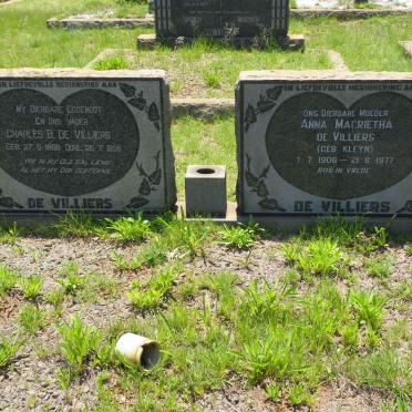 VILLIERS Charles B., de 1896-1956 &amp; Anna Magrietha KLEYN 1906-1977
