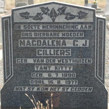 CILLIERS Magdalena C.J. nee VAN DER WESTHUIZEN 1890-1977
