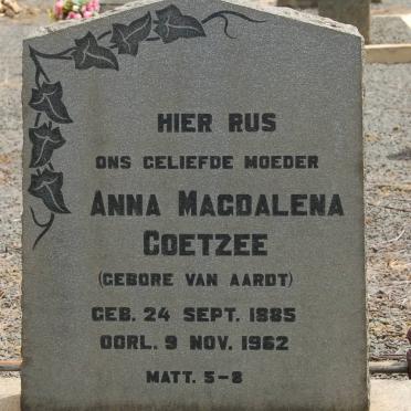COETZEE Anna Magdalena nee VAN AARDT 1885-1962
