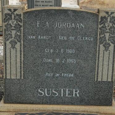 JORDAAN F.A., formerly VAN AARDT, nee DE CLERCQ 1909-1965