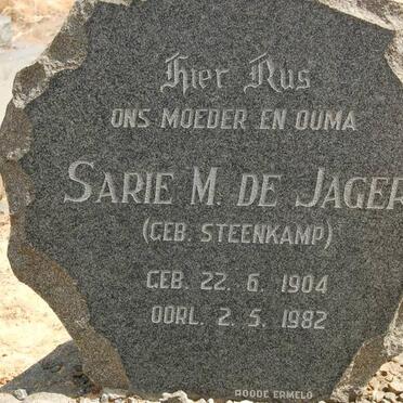 JAGER Sarie M., de nee STEENKAMP 1904-1982