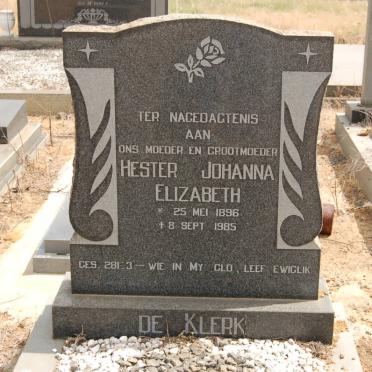 KLERK Hester Johanna Elizabeth, de 1896-1985