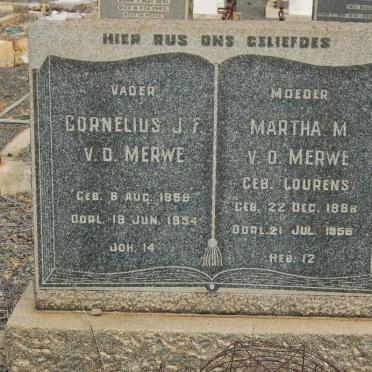 MERWE Cornelius J.F., van der 1869-1954 &amp; Martha M. LOURENS 1886-1958
