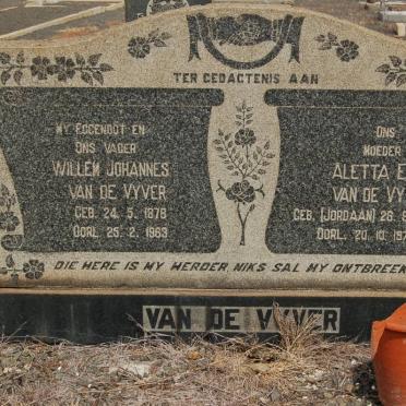 VYVER Willem Johannes, van der 1878-1963 &amp; Aletta E.D. JORDAAN 1878-1971