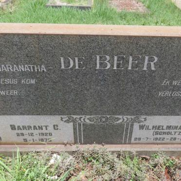 BEER Barrant C., de 1920-197? &amp; Wilhelmina E.S. SCHOLTZ 1922-1974