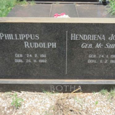 BOTHA Phillippus Rudolph 1911-1982 &amp; Hendriena Johanna McSHERRY 1910-1981