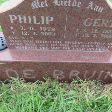 BRUIN Gert, de 1950-2009 :: DE BRUIN Philip 1978-2003