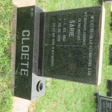 CLOETE Sarie 1961-1998