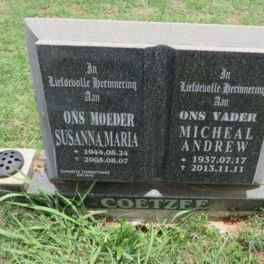 COETZEE Micheal Andrew 1937-2013 &amp; Susanna Maria 1944-2005