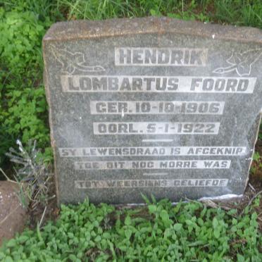 FOORD Hendrik Lombartus 1906-1922