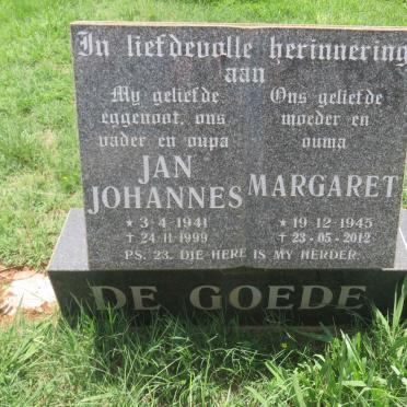 GOEDE Jan Johannes, de 1941-1999 &amp; Margaret 1945-2012