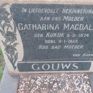 GOUWS Catharina Magdalena nee KUKUK 1874-1959