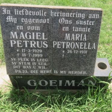 GOEIMAN Magiel Petrus 1929-1999 &amp; Marie Petronella 1931-