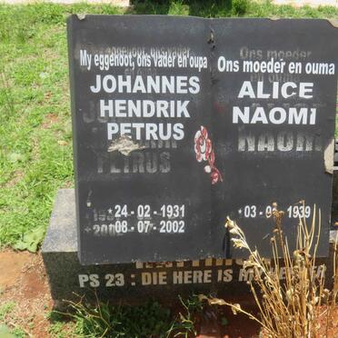 HATTINGH Johannes Hendrik Petrus 1931-2002 &amp; Alice Naomi 1939-