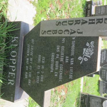 KLOPPER Gerhardus Jacobus 1918-1992