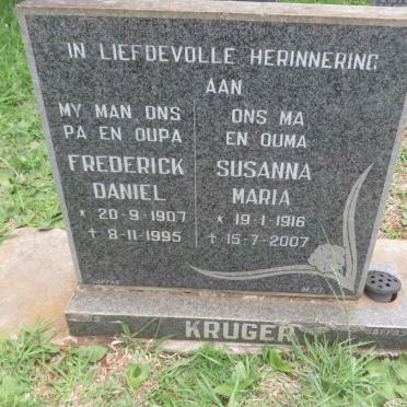 KRUGER Frederick Daniel 1907-1995 &amp; Susanna Maria 1916-2007