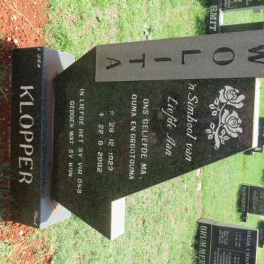 KLOPPER Wolita 1923-2002