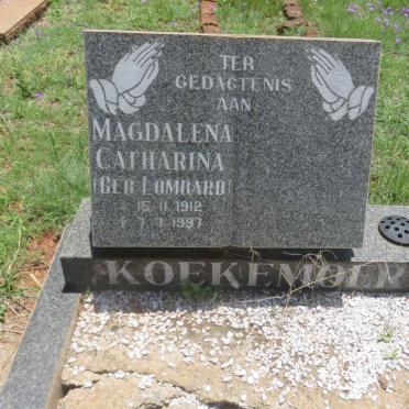 KOEKEMOER Magdalena Catharina nee LOMBARD 1912-1997