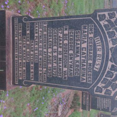 KROG Maria Catharina Susanna nee SNYMAN 1872-1939