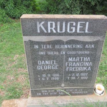 KRUGEL Daniel George 1916-1988 &amp; Martha Francina Fredrika 1922-1992