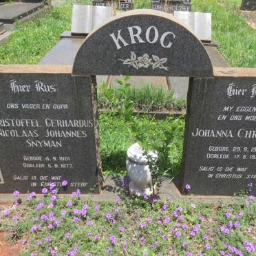 KROG Christoffel Gerhardus Nicolaas Johannes Snyman 1901-1977 &amp; Johanna Christina 1907-1974 