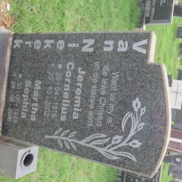NIEKERK Jeremia Cornelius, van 1916-2002 &amp; Martha Sophia 1923-2016
