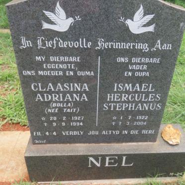 NEL Ismael Hercules Stephanus 1922-2004 &amp; Claasina Adriana TAIT 1927-1994