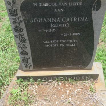 OUDSTHOORN Johanna Catrina, v.R.v. nee OLIVIER 1910-1983