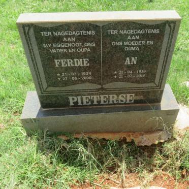 PIETERSE Ferdie 1934-2000 &amp; An 1939-2018