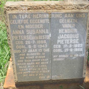 PIETERSE Hendrik Jacobus 1883-1959 &amp; Anna Susanna BESTER 1886-1943