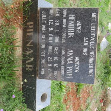 PIENAAR Hendrik 1918-2011 &amp; Anna 1922-2004