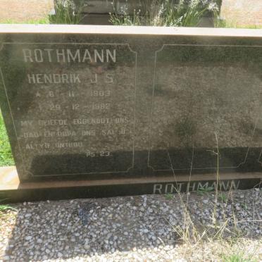 ROTHMANN Hendrik J.S. 1903-1982 &amp; Susanna M.W. VILJOEN 1909-1968 