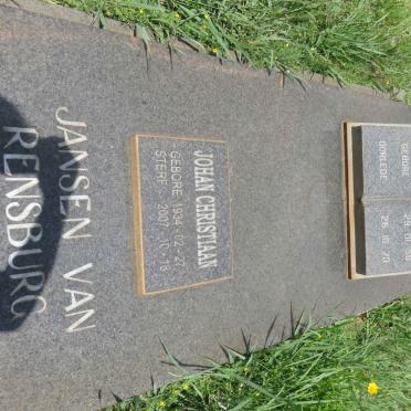 RENSBURG Johan Christiaan, Jansen van 1934-2007 :: JANSEN VAN RENSBURG Marthinus Ezaias 1958-1973