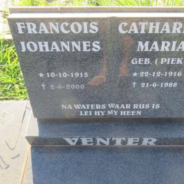 VENTER Francois Johannes 1915-2000 &amp; Catharina Maria PIEK 1916-1988