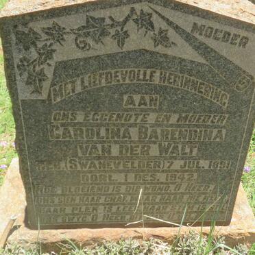 WALT Carolina Barendina, van der nee SWANEVELDER 1891-1942