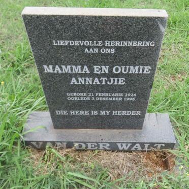 WALT Annetjie, van der 1924-1995