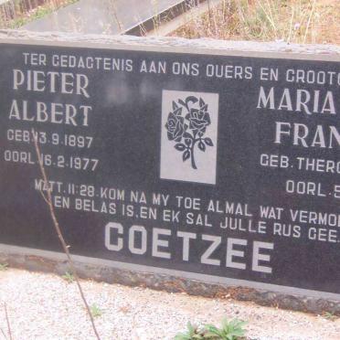 COETZEE Pieter Albert 1897-1977 &amp; Maria Louisa Fransiena THERON 1904-1959