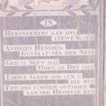 NEST Andries Hendrik Gustaaf, van der 1847-1922