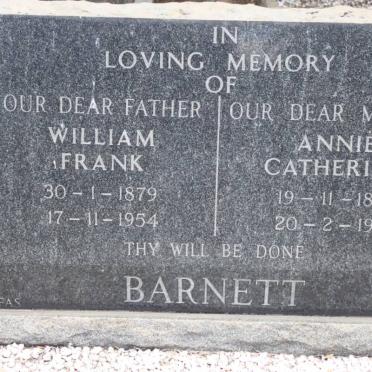 BARNETT William Frank 1879-1954 &amp; Annie Catherine 1886-1976