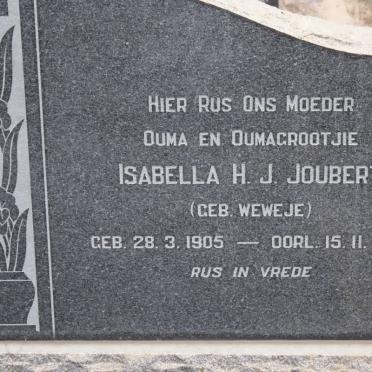 JOUBERT Isabella H.J. nee WEWEJE 1905-1986