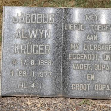 KRUGER Jacobus Alwyn 1898-1977