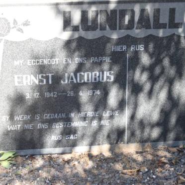 LUNDALL Ernst Jacobus 1942-1974