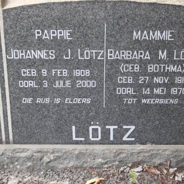 LÖTZ Johannes J. 1908-2000 &amp; Barbara M. BOTHMA 1911-1970