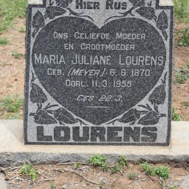 LOURENS Maria Juliane nee MEYER 1870-1955