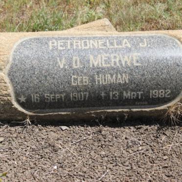 MERWE Petronella J., v.d. geb HUMAN 1907-1982