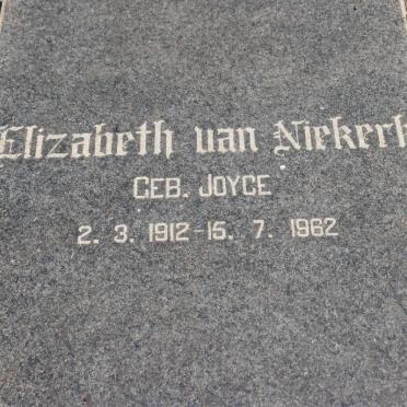 NIEKERK Elizabeth, van geb JOYCE 1912-1962