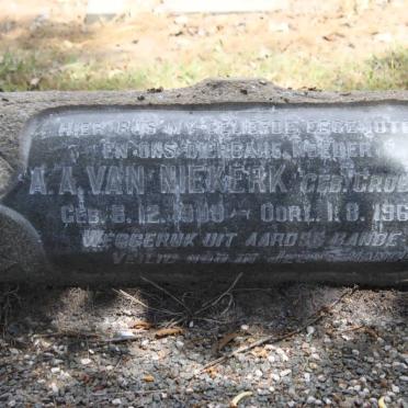NIEKERK A.A., van nee GROBLER 1909-1969