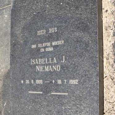NIEMAND Isabella J. 1908-1992
